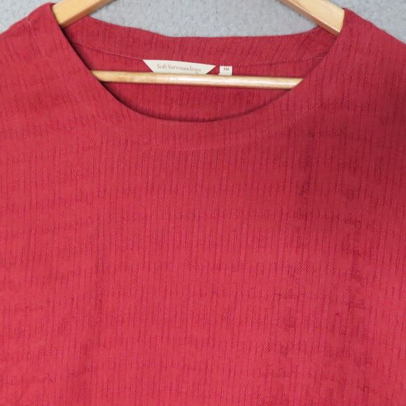 Soft Surrounding Shirt Dress Medium Petite Red Linen Short Sleeve Remi Gauze - Picture 2 of 7